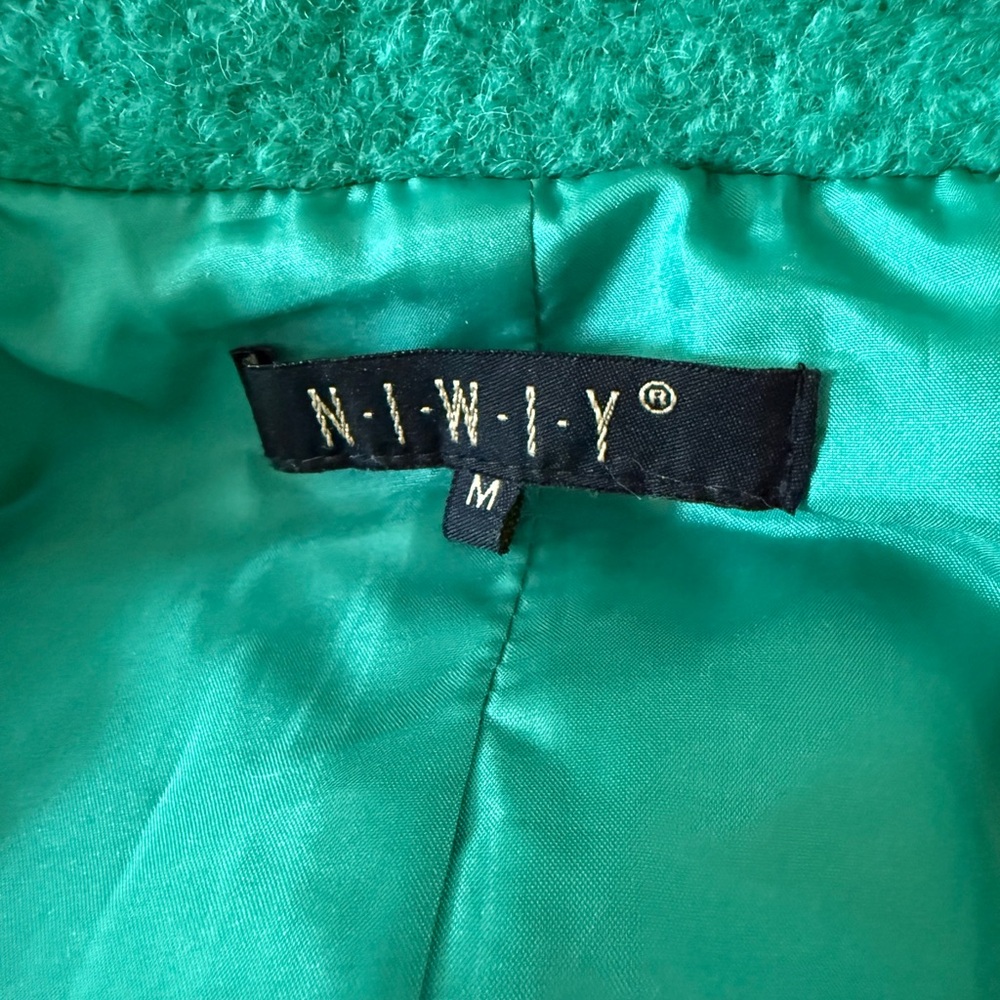Beautiful Vintage Boucle Knit COAT SZ M Fabulous Buttons Kelly Green Gorgeous! - Picture 14 of 15
